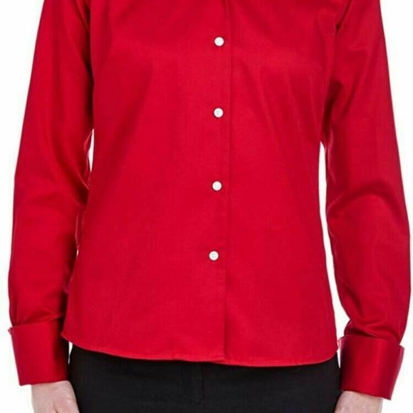 NWT ULTRACLUB WHISPER ELITE TWILL CARDINAL RED BUTTON DOWN MEDIUM, LARGE - Picture 2 of 11